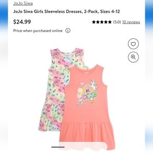 JoJo Siwa Girls Sleeveless Dresses, 2-Pack, Size 7-8
